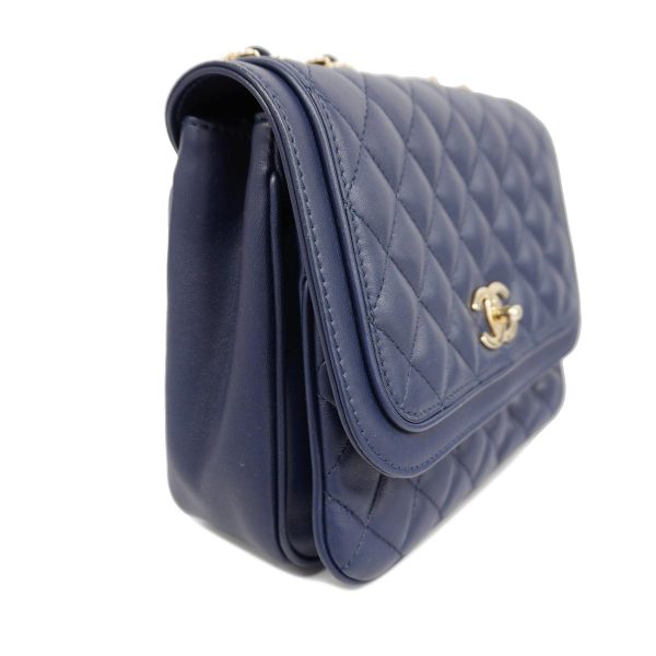 1240001039507 2 Chanel Shoulder Matelasse W Chain Lambskin Navy