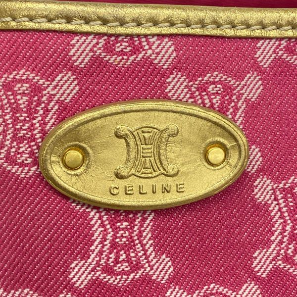 1240001039513 11 Celine Paris Macadam Denim Tote Bag Pink Gold Hardware