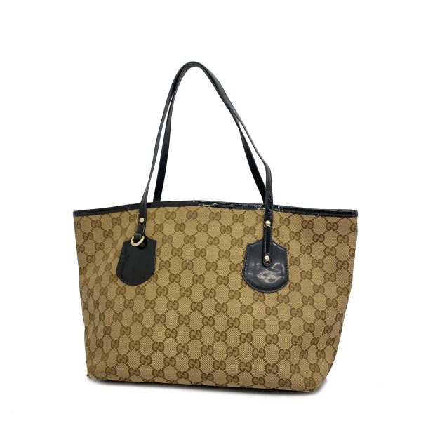 1240001039515 1 Gucci Tote Bag GG Canvas Enamel Brown Black