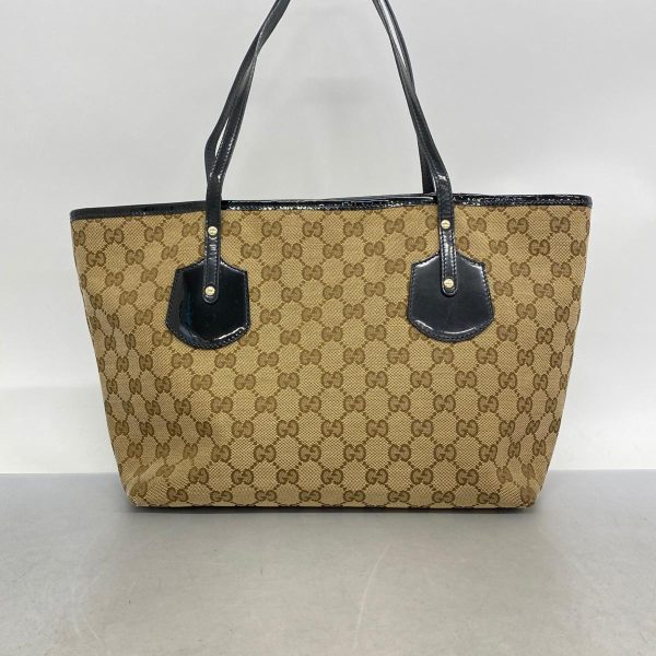 1240001039515 11 Gucci Tote Bag GG Canvas Enamel Brown Black