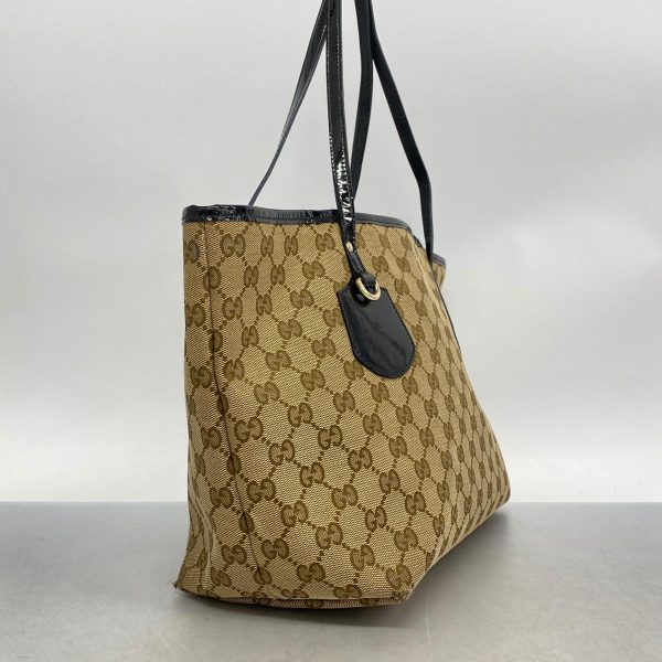 1240001039515 2 Gucci Tote Bag GG Canvas Enamel Brown Black