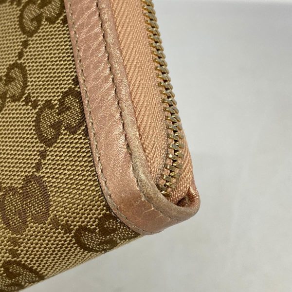 1240001039517 6 Gucci Long Wallet GG Canvas Leather Pink Brown