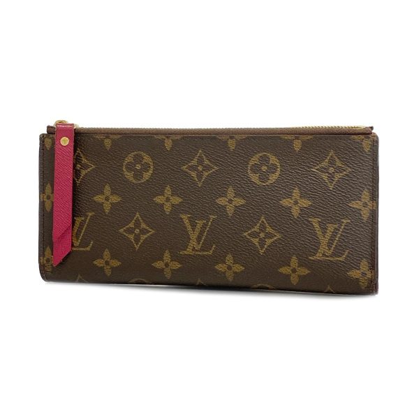 1240001039591 1 Louis Vuitton Long Wallet Adele Brown Fuchsia