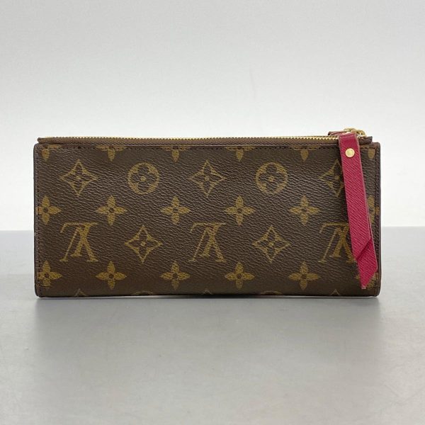 1240001039591 12 Louis Vuitton Long Wallet Adele Brown Fuchsia