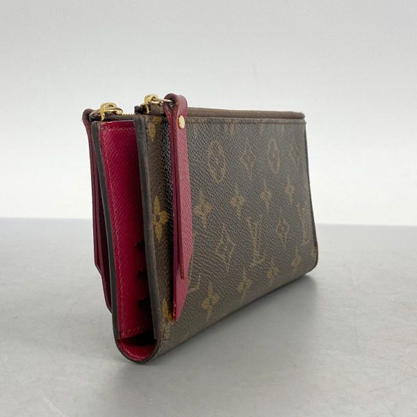 1240001039591 2 Louis Vuitton Long Wallet Adele Brown Fuchsia