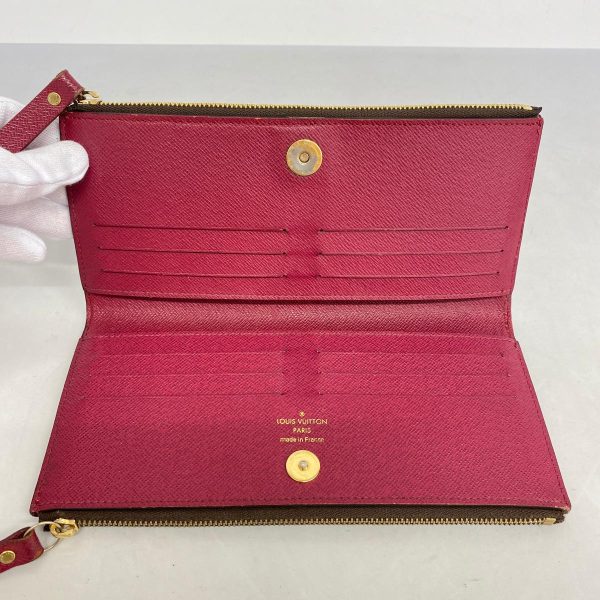 1240001039591 3 Louis Vuitton Long Wallet Adele Brown Fuchsia