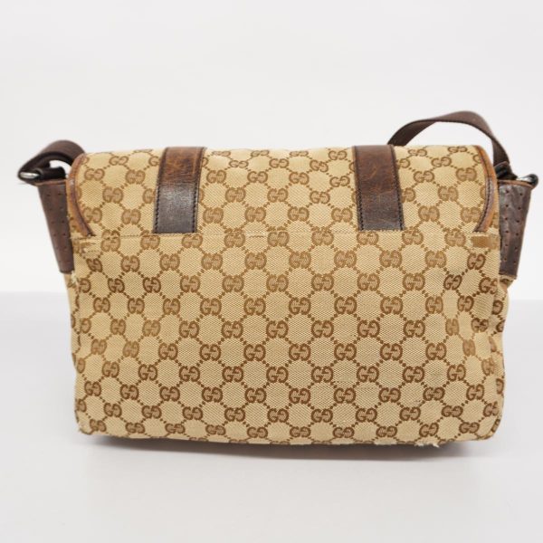 1240001039603 14 Gucci Shoulder Bag GG Canvas Brown Silver Hardware