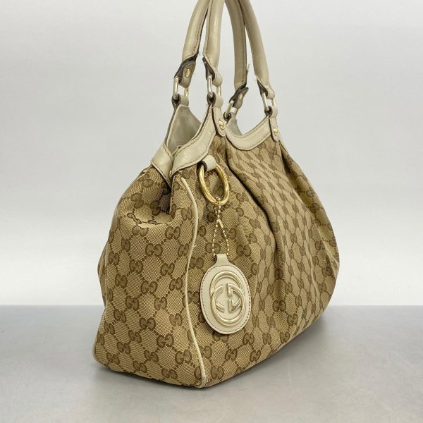 1240001039612 2 Gucci Tote Bag GG Canvas Brown Gold Hardware