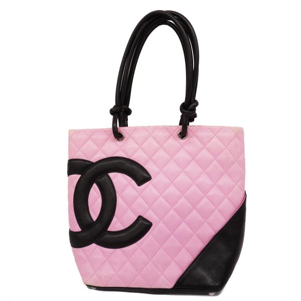 1240001039668 1 Chanel Cambon Lambskin Tote Bag Pink