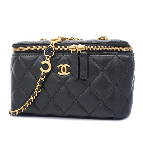 1240001039677 1 Chanel Vanity Bag Matelasse Chain Shoulder Black