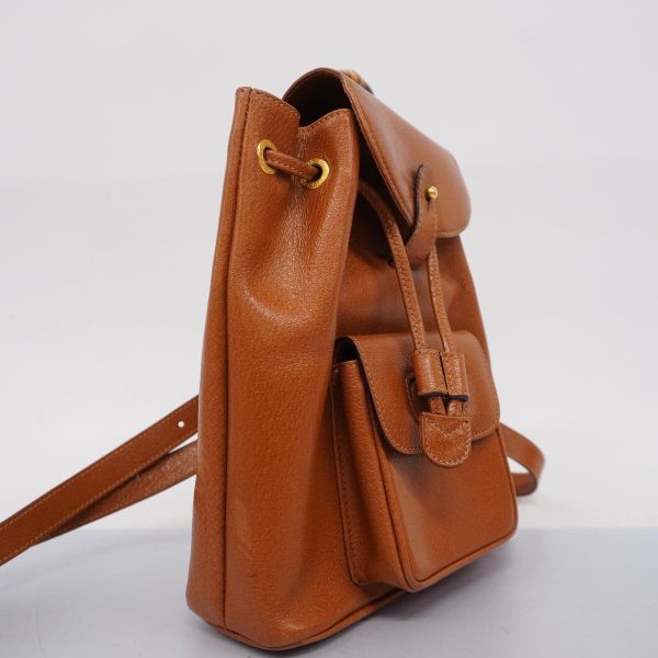 1240001039768 2 Gucci Rucksack Bamboo Leather Brown Gold Hardware