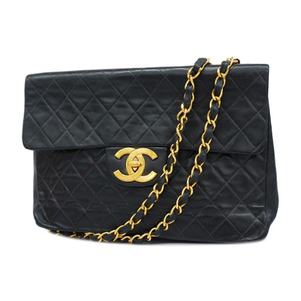 1240001039805 1 Chanel Shoulder Matelasse W Chain Lambskin Black