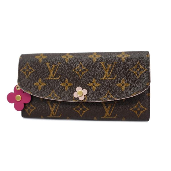 1240001039809 1 Louis Vuitton Wallet Emily Flower Charm Brown Pink