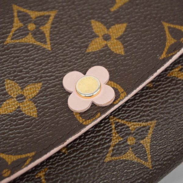 1240001039809 10 Louis Vuitton Wallet Emily Flower Charm Brown Pink