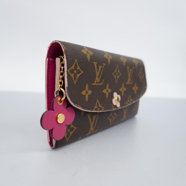 1240001039809 2 Louis Vuitton Wallet Emily Flower Charm Brown Pink