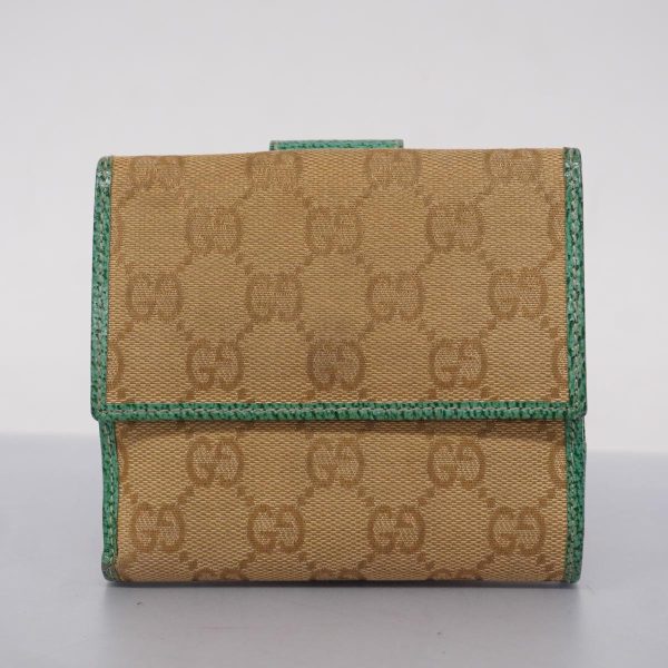 1240001039886 11 Gucci Wallet GG Canvas Beige Emerald Green