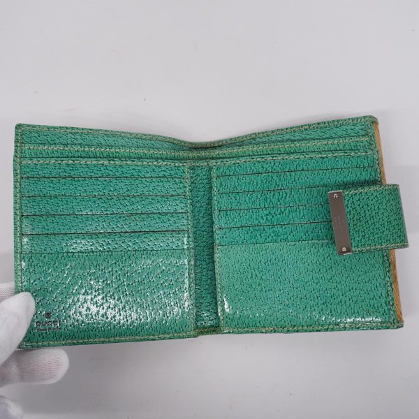 1240001039886 3 Gucci Wallet GG Canvas Beige Emerald Green