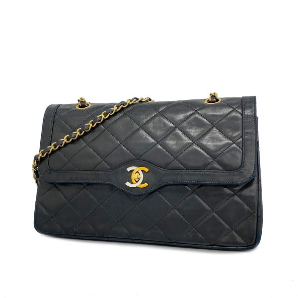 1240001039920 1 Chanel Shoulder Matelasse W Flap W Chain Black