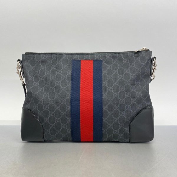 1240001039941 12 Gucci Shoulder Bag GG Supreme Sherry Line Black