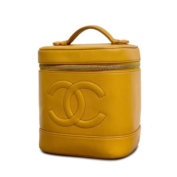 1240001039961 1 Chanel Vanity Bag Caviar Skin Orange Gold Hardware