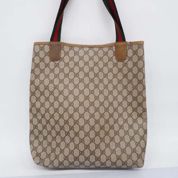 1240001039975 14 Gucci Tote Bag GG Supreme Sherry Line Brown