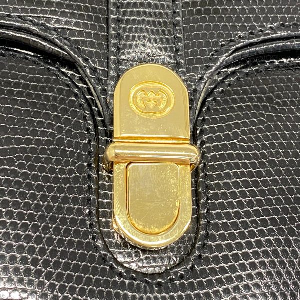 1240001040087 10 Gucci Shoulder Bag Lizard Black Gold Hardware