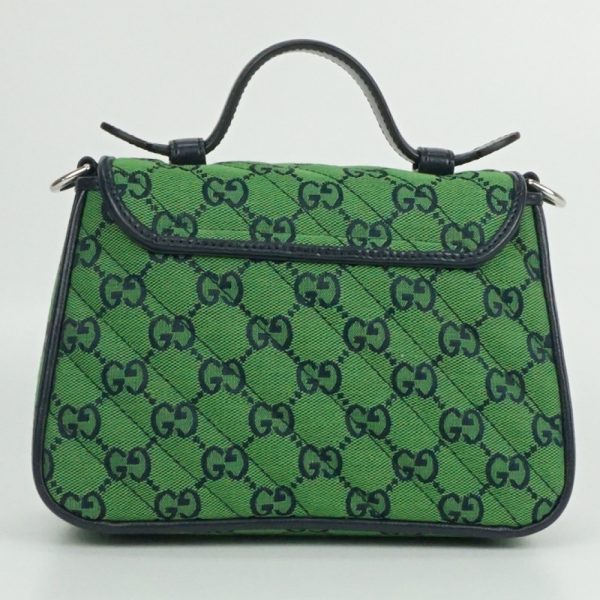 1240002032982 2 Gucci Mini Top Handle GG Pattern Canvas Leather Bag Green