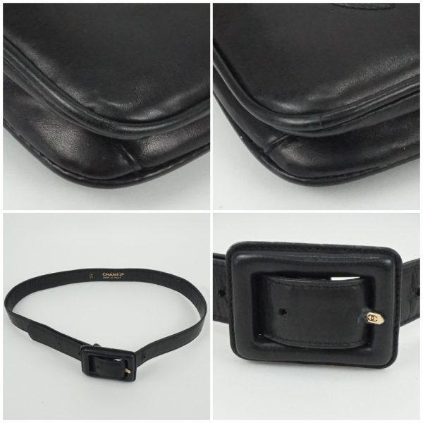 1240002036690 4 CHANEL Waist Pouch Black Leather Coco Mark