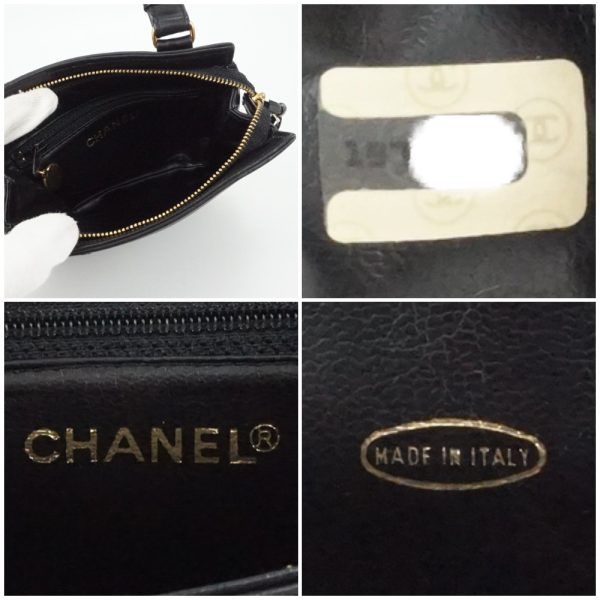 1240002036690 5 CHANEL Waist Pouch Black Leather Coco Mark