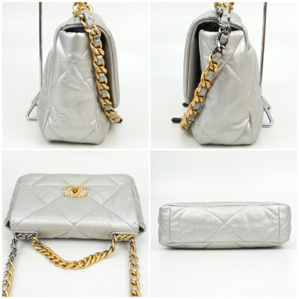 1240002048368 3 CHANEL 19 Chain Shoulder Bag Lambskin Silver Gold