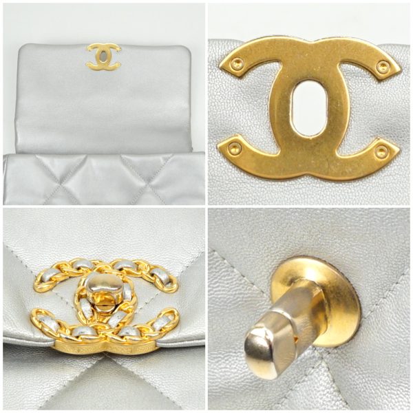 1240002048368 6 CHANEL 19 Chain Shoulder Bag Lambskin Silver Gold