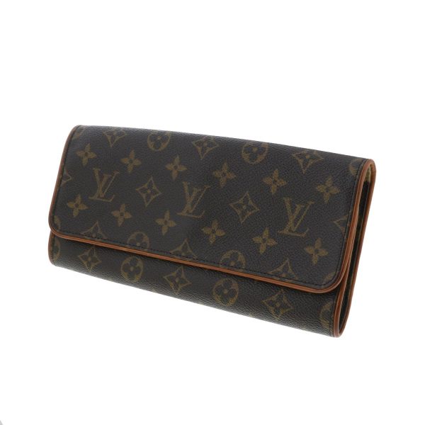 1240009003710 2 1 Louis Vuitton Pochette Twin GM Monogram Clutch Bag Brown