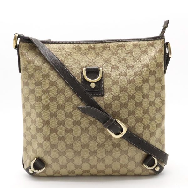 12400203 1 Gucci Abbey GG Crystal Shoulder Bag Coated Canvas Beige Dark Brown