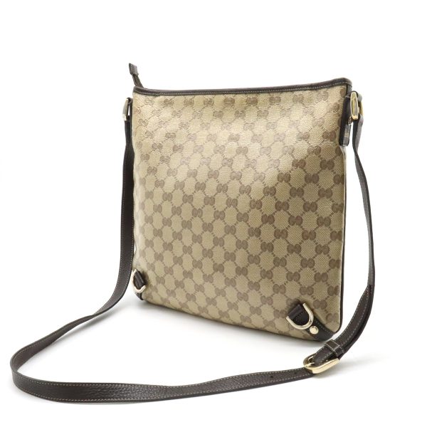 12400203 2 Gucci Abbey GG Crystal Shoulder Bag Coated Canvas Beige Dark Brown