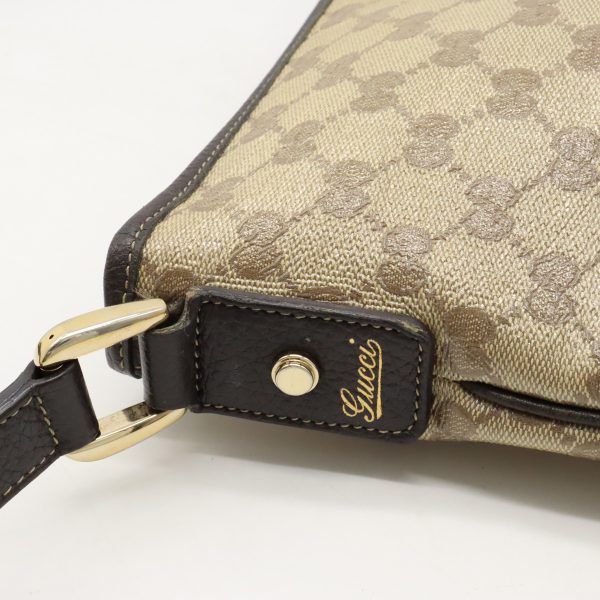 12400203 7 Gucci Abbey GG Crystal Shoulder Bag Coated Canvas Beige Dark Brown