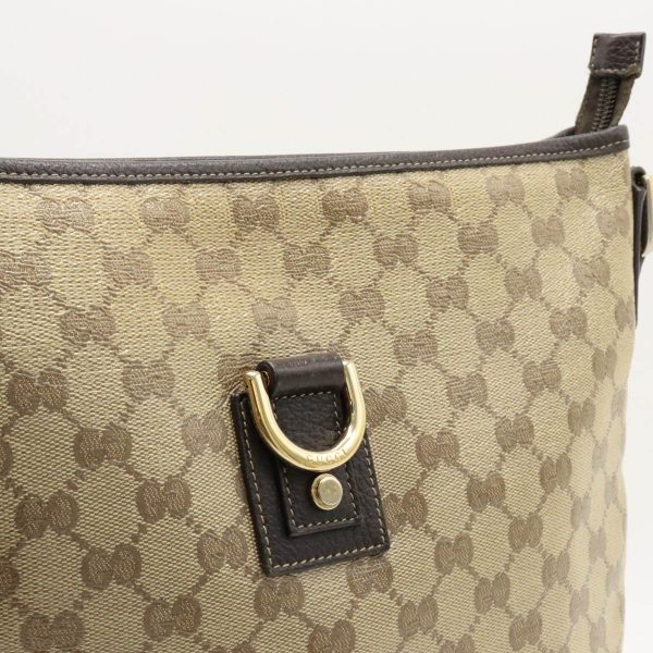 12400203 9 Gucci Abbey GG Crystal Shoulder Bag Coated Canvas Beige Dark Brown