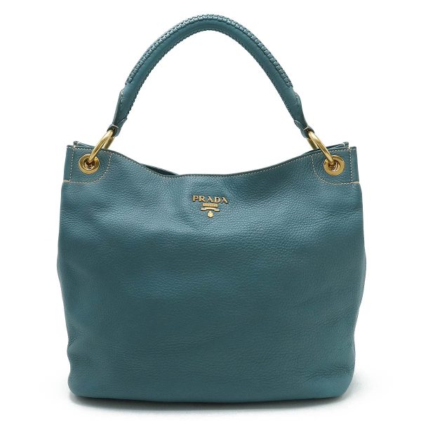 12400268 1 Prada Semi Shoulder Handbag Light Blue Gold