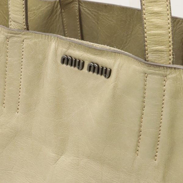 12400271 7 Miu Miu Tote Bag Leather Beige