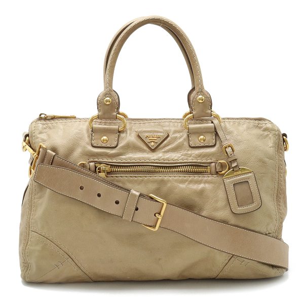 12400323 1 Prada Mini Boston Bag Leather Beige