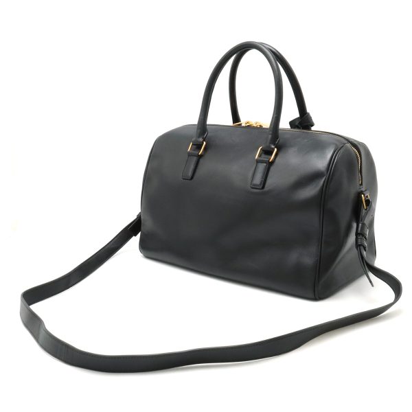 12400509 2 Saint Laurant Paris Classic Duffle Leather 2 Way Hand Bag Black