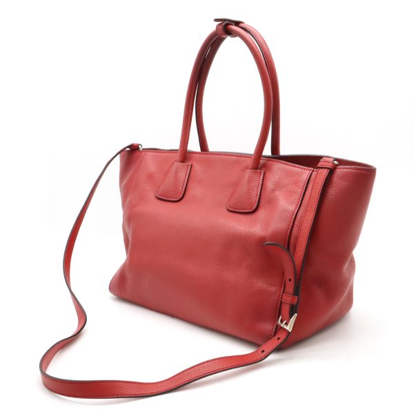 12400736 2 Prada Vitello Phenix Tote 2 Way Shoulder Leather Rosso Red Silver