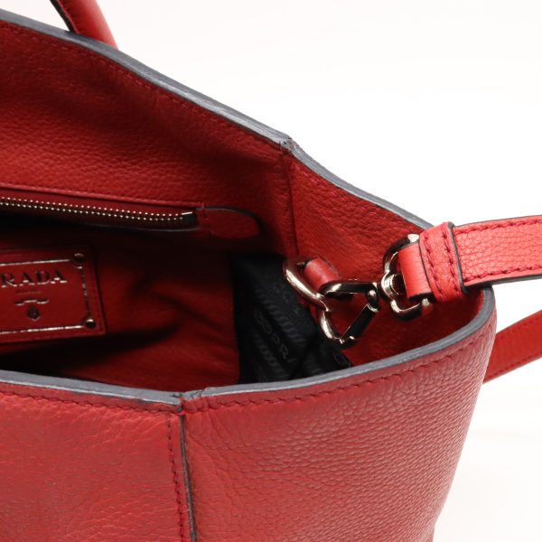 12400736 6 Prada Vitello Phenix Tote 2 Way Shoulder Leather Rosso Red Silver