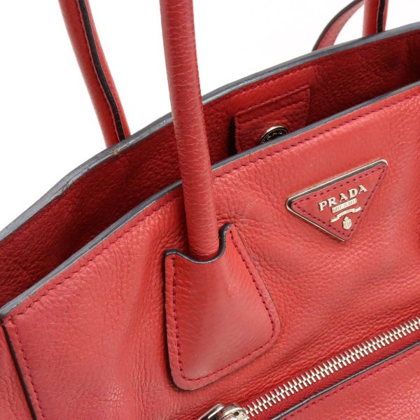 12400736 9 Prada Vitello Phenix Tote 2 Way Shoulder Leather Rosso Red Silver