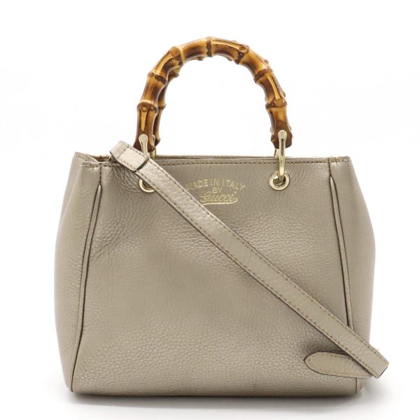 12400867 1 Gucci Bamboo Mini Shopper Handbag Tote 2WAY Metallic Gold