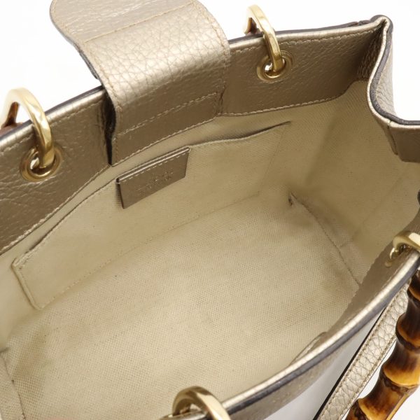 12400867 5 Gucci Bamboo Mini Shopper Handbag Tote 2WAY Metallic Gold