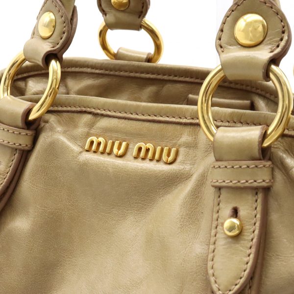 12400877 9 Miu Miu Tote Bag Leather Beige