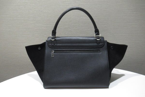 12401599 3 Celine Trapeze Medium Calf Suede Bag Black Handbag