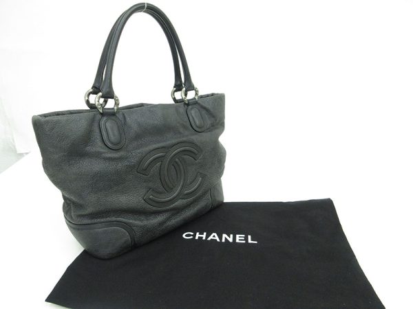 1240205050681 14 Chanel Coco Mark Tote Bag Leather Black