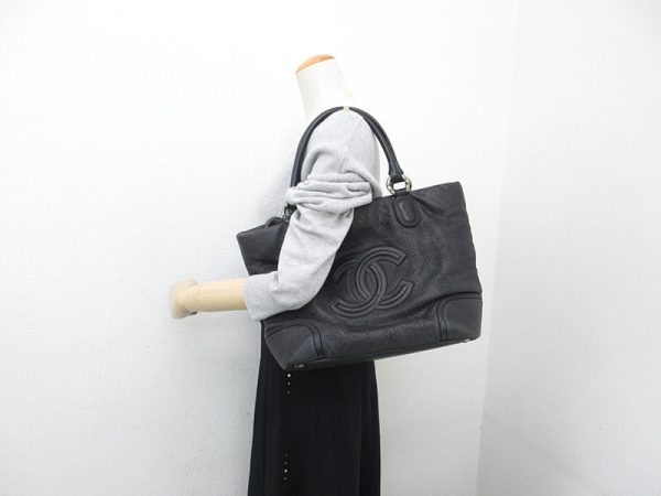 1240205050681 15 Chanel Coco Mark Tote Bag Leather Black