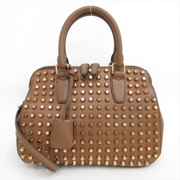 1240801035250 1 MCM Studded Handbag Brown